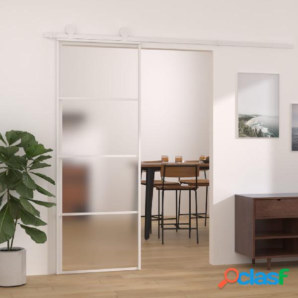 vidaXL Puerta corredera ESG vidrio y aluminio blanca 76x205