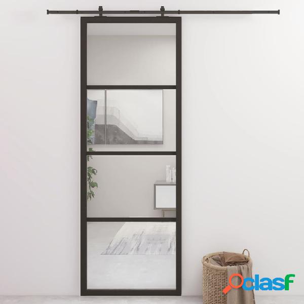 vidaXL Puerta corredera de aluminio y vidrio ESG 76x205 cm