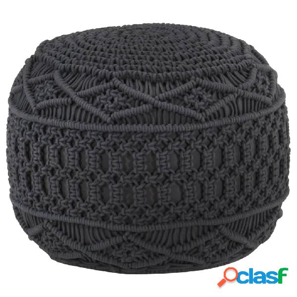 vidaXL Puf de macramé hecho a mano algodón gris antracita