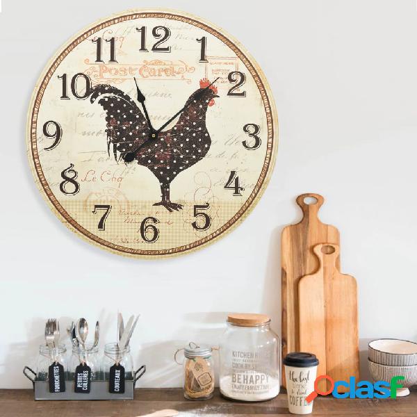 vidaXL Reloj de pared con diseño de gallo multicolor MDF 60