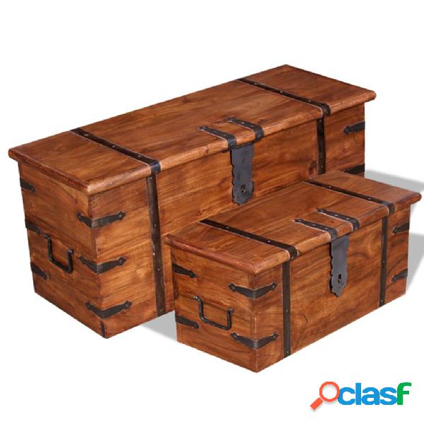 vidaXL Set de baúl de almacenamiento 2 unidades madera