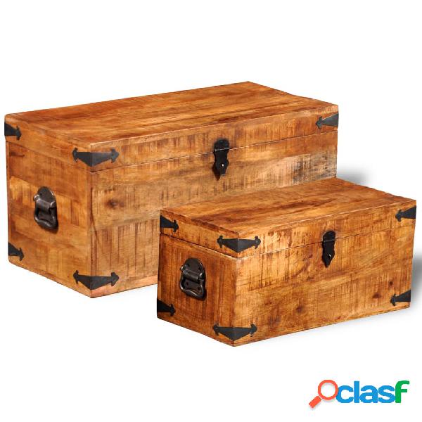 vidaXL Set de cofres de almacenamiento 2 unidades madera