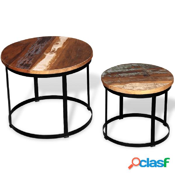 vidaXL Set de mesa de centro 2 uds redondo madera reciclada