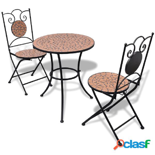 vidaXL Set de mesa y sillas de jardín 3 piezas con mosaico