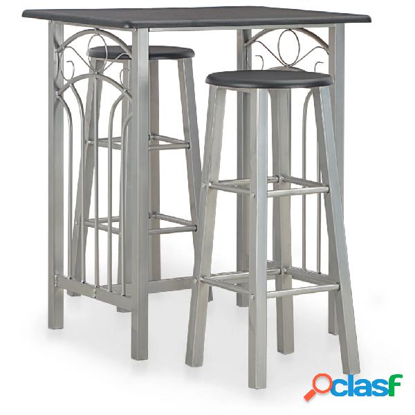 vidaXL Set mesa y sillas altas de cocina 3 piezas madera y