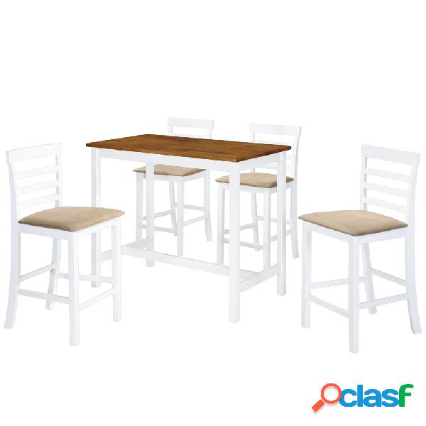 vidaXL Set mesa y sillas de bar 5 piezas madera maciza