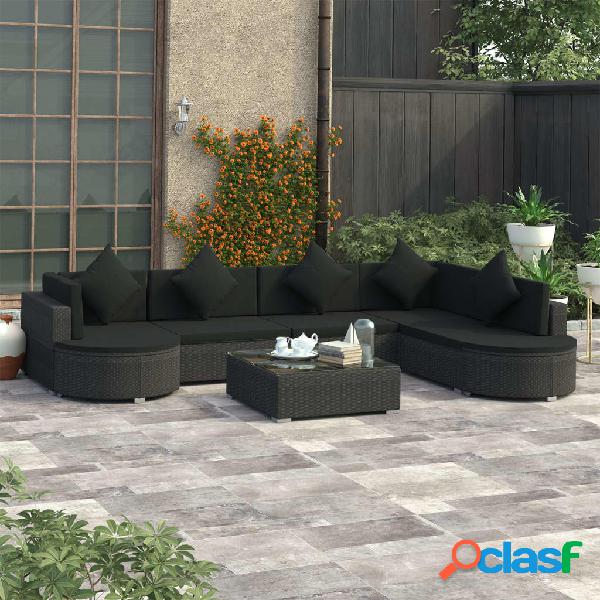 vidaXL Set muebles de jardín y cojines 8 piezas ratán
