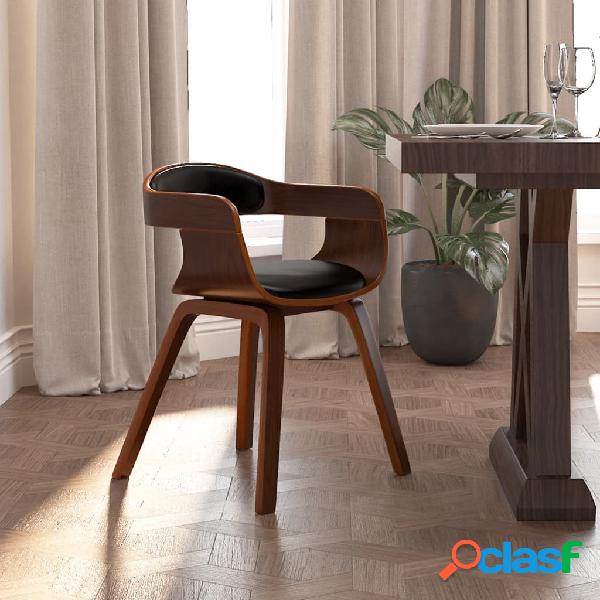 vidaXL Silla de comedor de cuero sintético y madera curvada