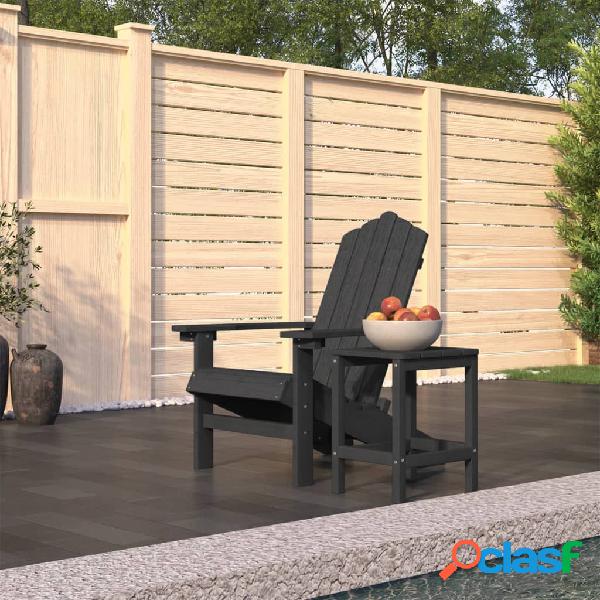 vidaXL Silla de jardín Adirondack con mesa HDPE gris