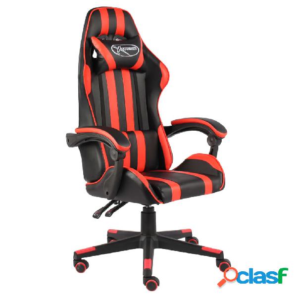 vidaXL Silla gaming de cuero sintético negro y rojo