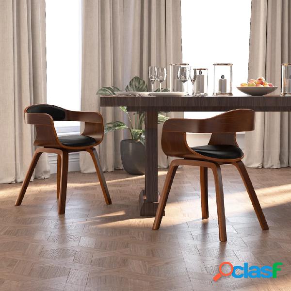 vidaXL Sillas de comedor 2 uds cuero sintético y madera