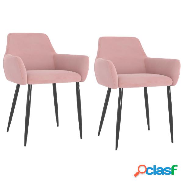 vidaXL Sillas de comedor 2 unidades de terciopelo rosa