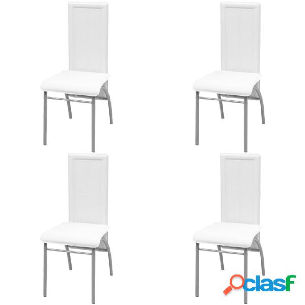 vidaXL Sillas de comedor 4 unidades cuero sintético blanco