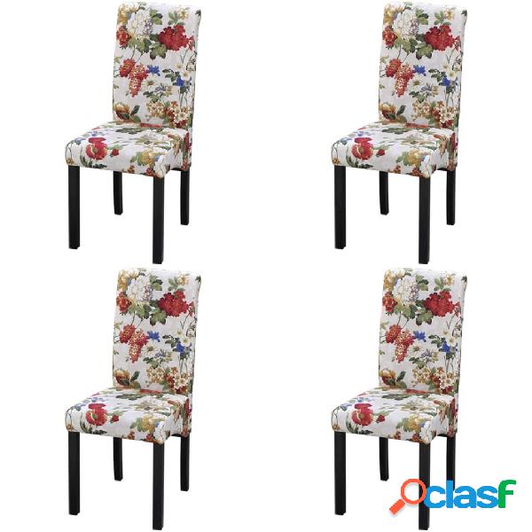 vidaXL Sillas de comedor 4 unidades tela multicolor