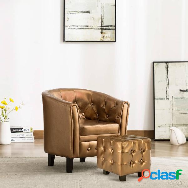 vidaXL Sillón con diseño de cubo y reposapiés cuero