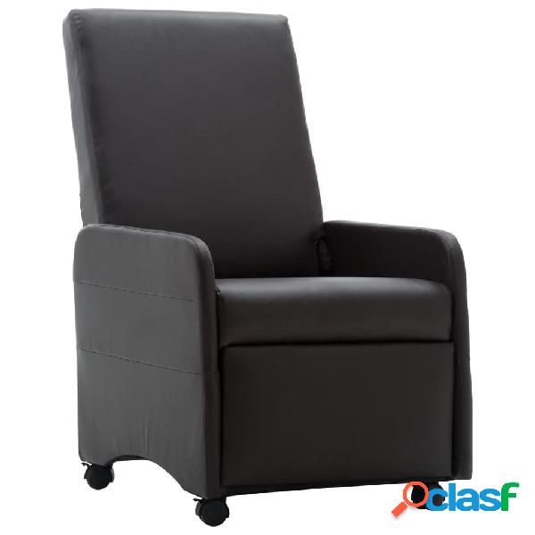 vidaXL Sillón reclinable de cuero sintético marrón