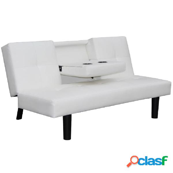 vidaXL Sofá Cama con Mesa Desplegable de Cuero artificial