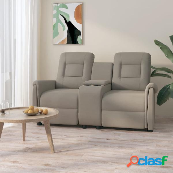 vidaXL Sofá reclinable de 2 plazas con portavasos gris