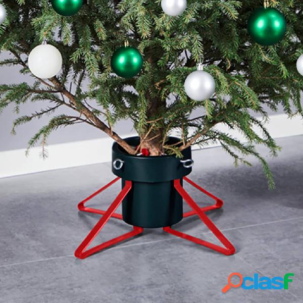 vidaXL Soporte para árbol de Navidad verde y rojo 46x46x19