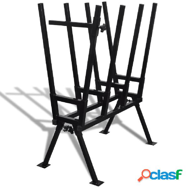 vidaXL Soporte plegable negro galvanizado con sierras para