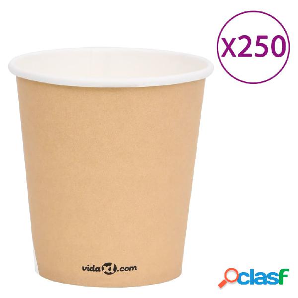 vidaXL Tazas de papel de café 200 ml 250 uds marrón