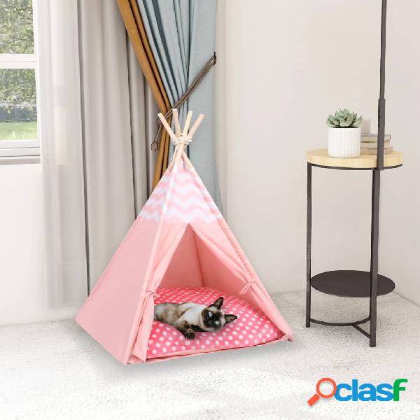 vidaXL Tienda tipi de gato y bolsa piel de melocotón rosa