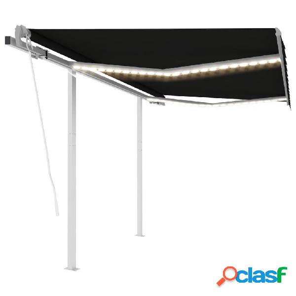 vidaXL Toldo automático LED sensor de viento gris antracita