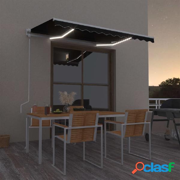 vidaXL Toldo automático LED y sensor de viento antracita