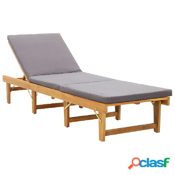 vidaXL Tumbona plegable con cojín madera maciza de acacia