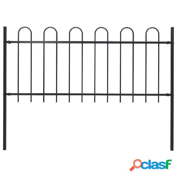 vidaXL Valla de jardín con puntas de aro acero negro 1,7 m