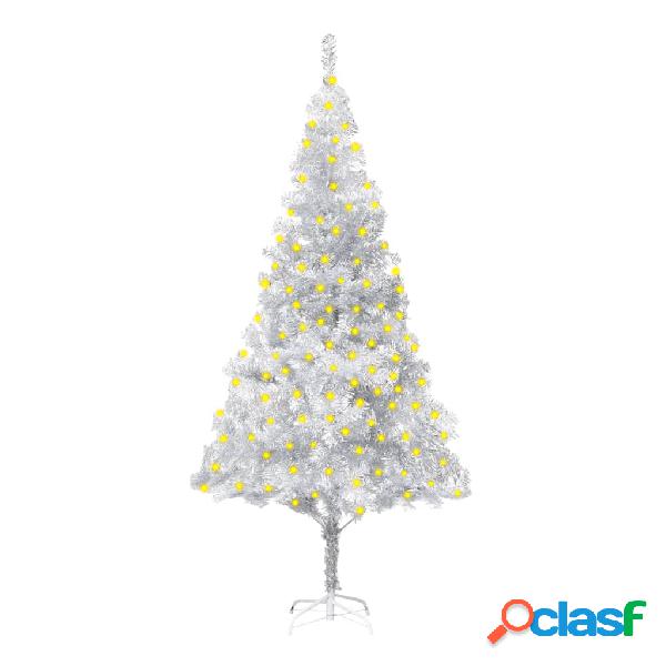vidaXL Árbol de Navidad artificial con LED soporte plateado