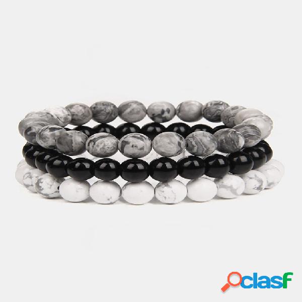 3 pulseras de piedra de amatista hematita Turquesa con