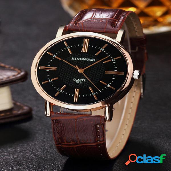 4 colores acero inoxidable PU hombres vendimia Watch puntero