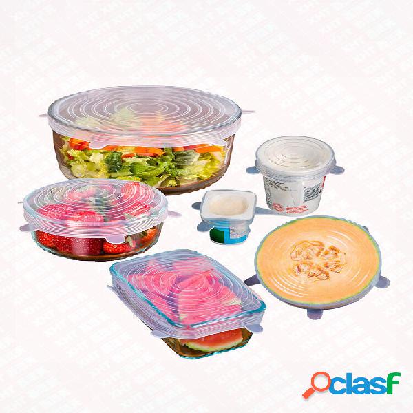 6PCS Silicona Microondas Congelador Cubiertas frescas Tazón