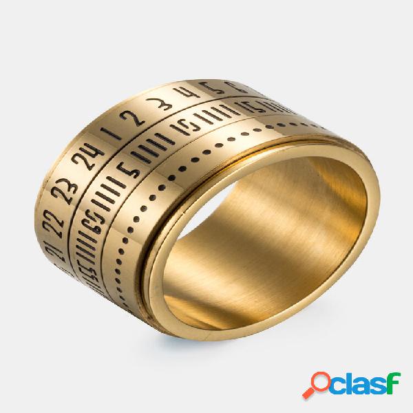 Anillo de dedo con número de bucle de tiempo de acero