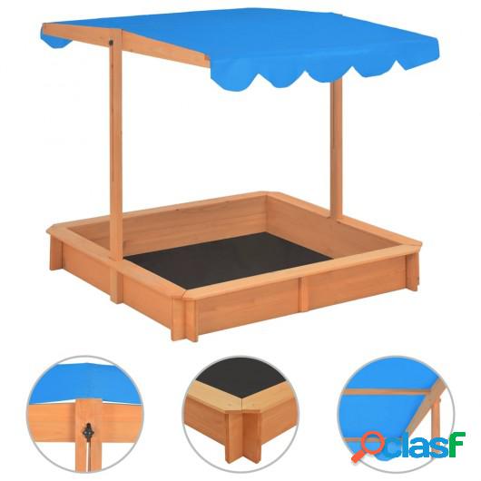 Arenero con techo ajustable de madera de abeto 115x115x115