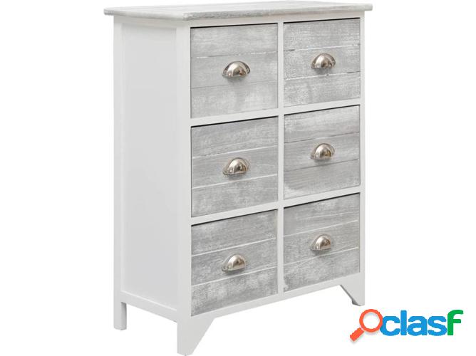 Armario VIDAXL 6 Cajones Madera paulownia Gris (60x30x75 cm)