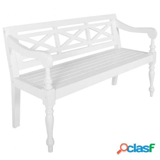 Banco Batavia madera maciza de caoba blanco 123 cm