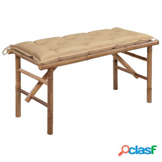 Banco de jardín plegable con cojín bambú 118 cm