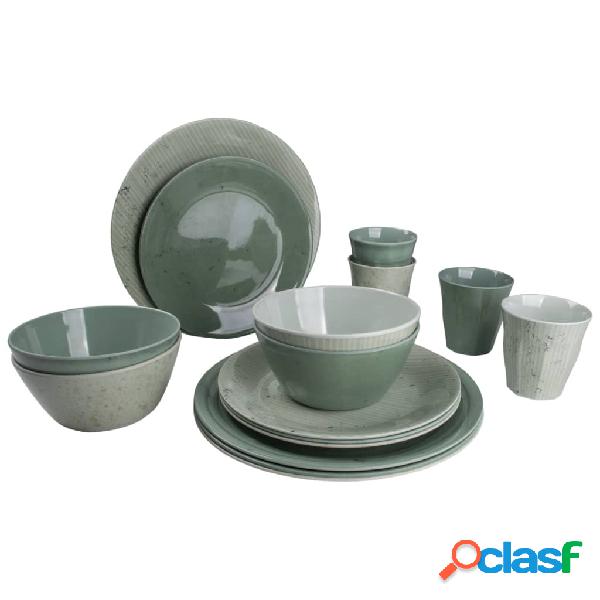 Bo-Camp Set de vajilla 16 piezas Mix & Match melamina verde