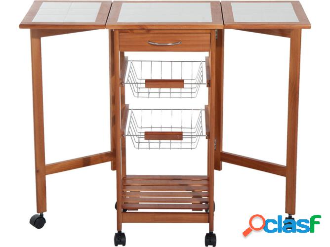 Carrito de Cocina HOMCOM 05-0018 6 Ruedas + 1 Cajón