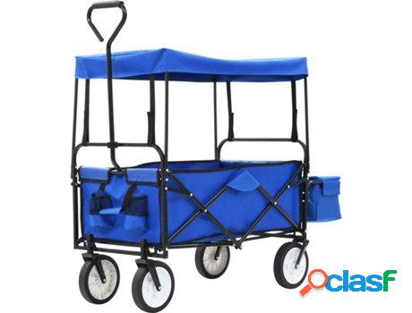 Carro de Mano VIDAXL Plegable con capota Azul (Hasta 75 kg -