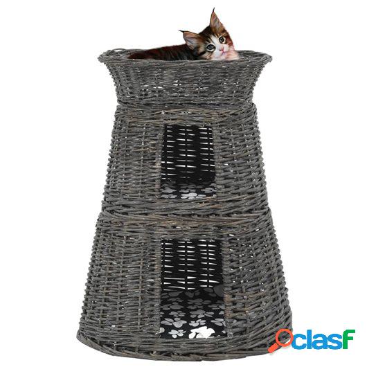Cestas de gatos 3 uds con cojines sauce natural gris