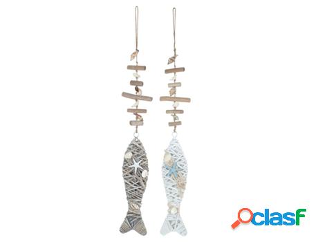 Colgante Peces Madera Deriva y Estrellas de Mar Incluye 2