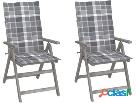 Conjunto 2 Sillas de Jardín VIDAXL Reclinables c/Almohadas