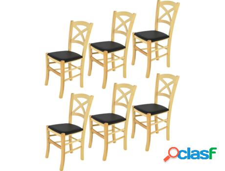 Conjunto de 6 Sillas T M C S Cross 332NAT-PN901 (Marrón