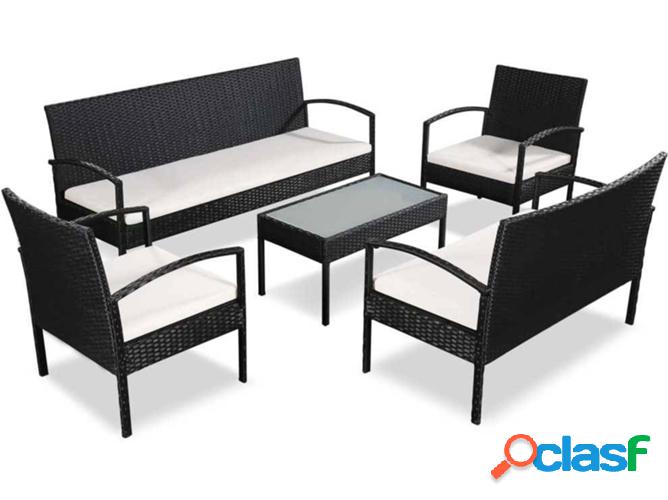 Conjunto de Sofás de jardín Almohadones VIDAXL mimbre PE