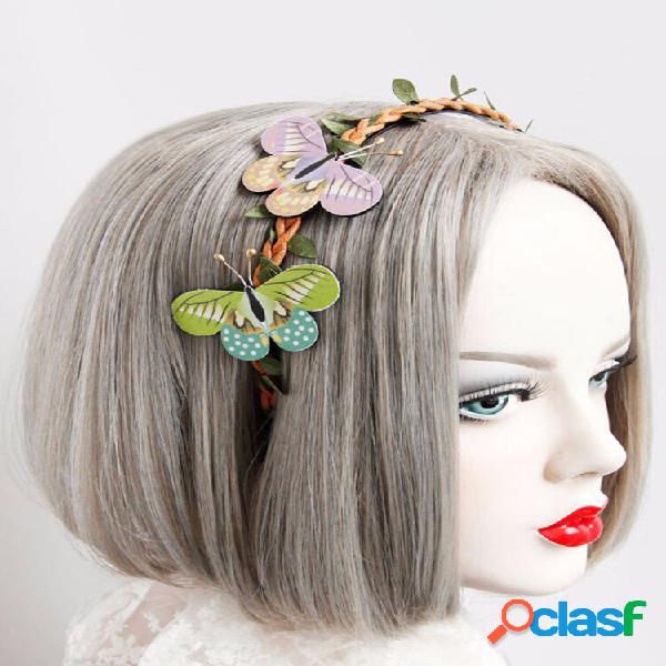Cosplay vendimia Diadema Retro Bosque Mariposa Árbol Vid