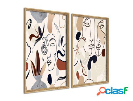 Cuadro DEKOARTE Abstracto, Caras, Lineal (100x70 cm)