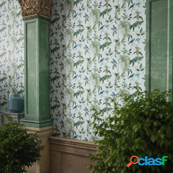 DUTCH WALLCOVERINGS Papel pintado Exotic Garden azul y verde